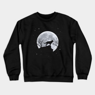 German Shepherd Dog Full Moon At Night - German Shepherd Crewneck Sweatshirt